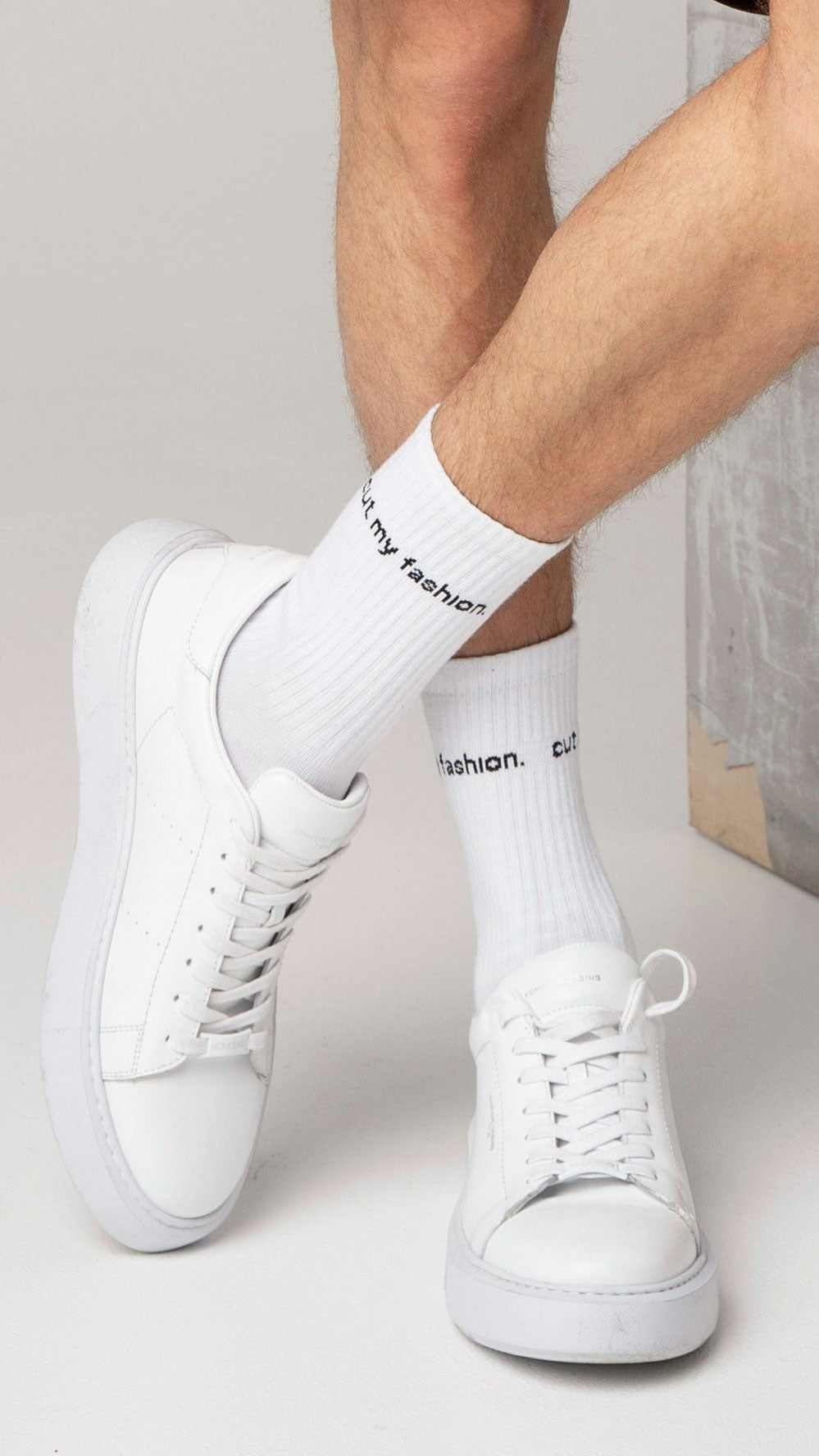 Men's white cutmyfashion socks