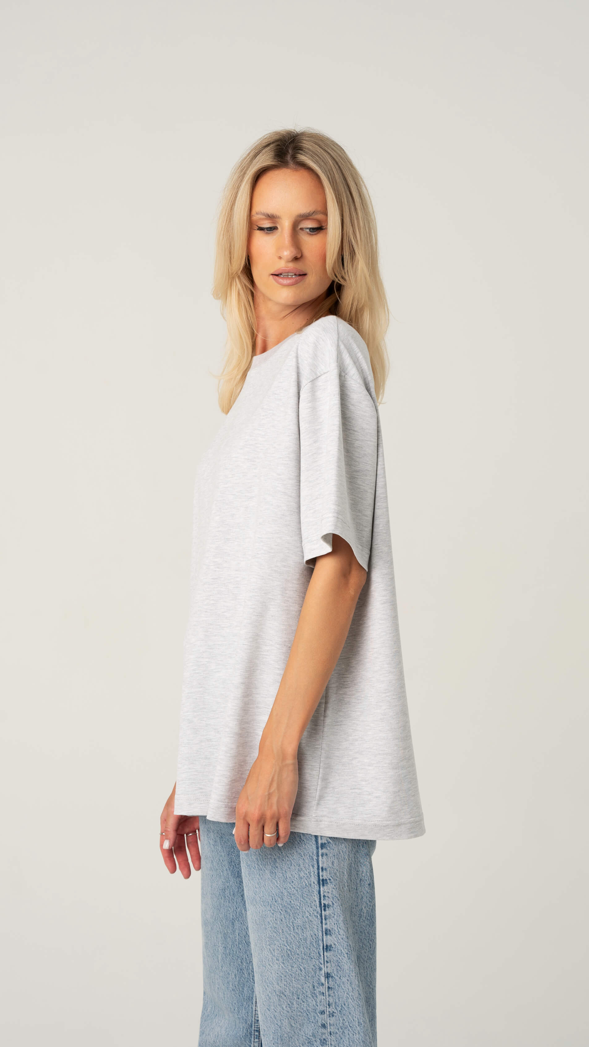 Melange oversized marškinėliai moterims