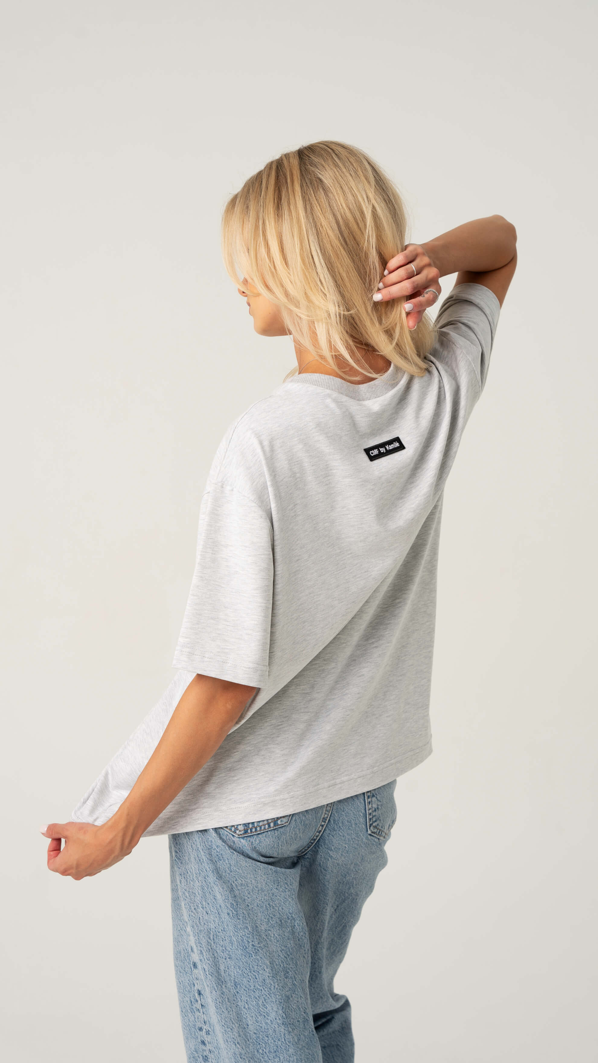 Melange oversized marškinėliai moterims